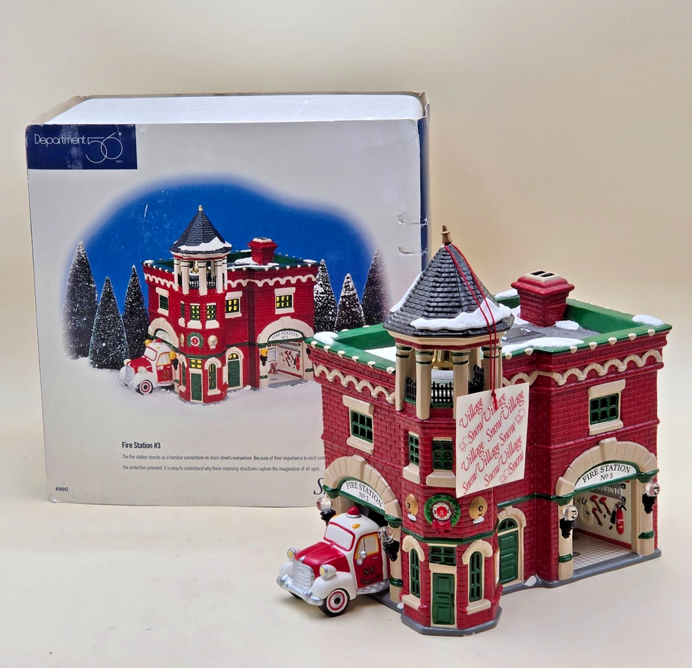 Department 56 Snow Village Fire Station #3 Christmas 1998 Original Retail Box